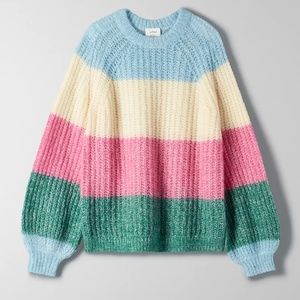 Wilfred Mohair & Alpaca Blend Multi Coloured Striped Balloon Sleeve Sweater